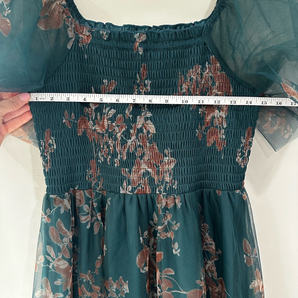 NWT Baltic Born Cassandra Tulle Maxi Dress Floral L Green Bronze Wedding Guest - Picture 5 of 9